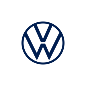 Il logo Wolsvagen presenta la lettera "W" all'interno di un cerchio elegantemente presentate in blu scuro su uno sfondo bianco immacolato