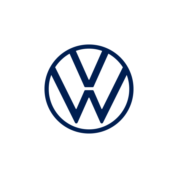 Il logo Wolsvagen presenta la lettera "W" all'interno di un cerchio elegantemente presentate in blu scuro su uno sfondo bianco immacolato